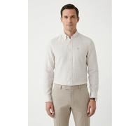 Leinenhemd BOSS "LIAM", Herren, Gr. M, N-Gr, open beige286, Web, Obermaterial: 100% Leinen, gestreift, regular fit hüftbedeckend, 1-Knopf-Manschette mit Schlitz, Hemden, 100% Leinen Premium Sommerhemd