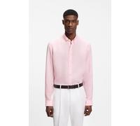 Leinenhemd BOSS "LIAM", Herren, Gr. L (41/42), N-Gr, rosa (open pink690), Web, Obermaterial: 100% Leinen, unifarben, regular fit normal, 1-Knopf-Manschette, Hemden, 100% Leinen mit Button-Down-Kragen,