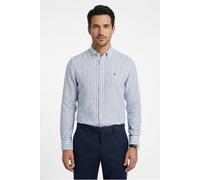 Leinenhemd BOSS "LIAM", Herren, Gr. XL (43/44), N-Gr, blau (light, pastel blau459), Web, Obermaterial: 100% Leinen, gestreift, regular fit hüftbedeckend, 1-Knopf-Manschette mit Schlitz, Hemden, 100% L