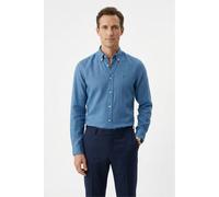Leinenhemd BOSS "LIAM", Herren, Gr. XL (43/44), N-Gr, blau (light, pastel blau459), Web, Obermaterial: 100% Leinen, gestreift, regular fit normal, 1-Knopf-Manschette, Hemden, 100% Leinen mit Button-Do
