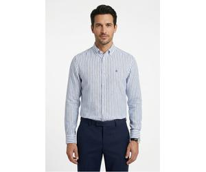 Leinenhemd BOSS "LIAM", Herren, Gr. XL, N-Gr, light, pastel blau459, Web, Obermaterial: 100% Leinen, gestreift, regular fit hüftbedeckend, 1-Knopf-Manschette mit Schlitz, Hemden, 100% Leinen Premium S