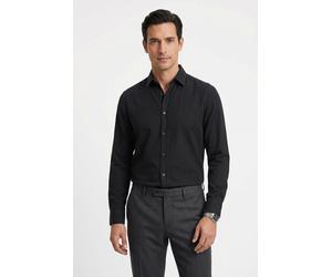 Leinenhemd BOSS ORANGE "Relegant 6 M", Herren, Gr. XL (43/44), N-Gr, schwarz (schwarz001), Web, Obermaterial: 100% Leinen, unifarben, regular fit normal, Rundhals, 2-Knopf-Manschette, Hemden, Kentkrag