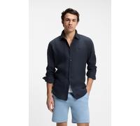 Leinenhemd BOSS ORANGE "Relegant 6 M", Herren, Gr. XXXL (47/48), N-Gr, blau (dunkelblau404), Web, Obermaterial: 100% Leinen, unifarben, regular fit normal, Rundhals, 2-Knopf-Manschette, Hemden, Kentkr
