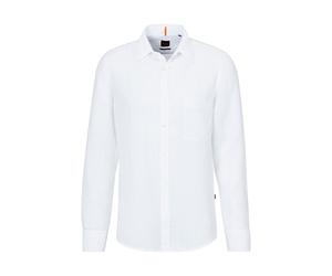 Leinenhemd BOSS ORANGE "Relegant", Herren, Gr. 5XL, N-Gr, weiß (weiß100), Web, Obermaterial: 100% Leinen, unifarben, regular fit, hoch geschlossener Ausschnitt, eingesetzt Manschette mit Knöpfen, Hemd
