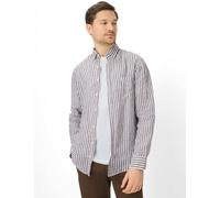 Brax Modern Fit Leinenhemd dunkelbraun, Gestreift