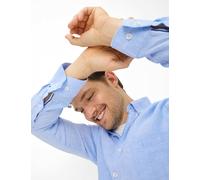 Leinenhemd BRAX "Style DANIEL", Herren, Gr. XL, Normalgrößen, mittelblau, Web, 100% Leinen, Hemden (17899226-XL) mittelblau