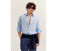 Leinenhemd BUGATTI "Modern Fit", Herren, Gr. 3XL, Normalgrößen, blau (320, hellblau), Canvas, 100% Leinen, unifarben, normal, Hemden, mit Kentkragen (63469222-XXXL) 320, hellblau