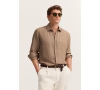 Leinenhemd BUGATTI "Modern Fit", Herren, Gr. XXL, Normalgrößen, 70, braun, Canvas, 100% Leinen, unifarben, normal, Hemden, mit Kentkragen (82868044-XXL) 70, braun