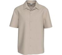 Leinenhemd CALVIN KLEIN "LINEN CLASSIC", Herren, Gr. M, N-Gr, oatmeal, Web, Obermaterial: 55% Leinen, 45% Viskose, unifarben, regular fit normal, V-Ausschnitt, abgesteppte Kante, Hemden, Regular Fit,