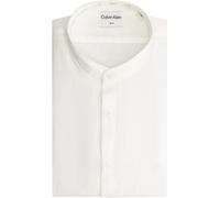 Leinenhemd CALVIN KLEIN "LINEN STANDUP COLLAR SLIM SHIRT", Herren, Gr. 37, N-Gr, weiß, Web, Obermaterial: 100% Leinen, unifarben, slim fit hüftlang, Manschette, Hemden Leinenhemd, in Unifarbe (2155843