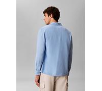 Leinenhemd CALVIN KLEIN "SOLID LINEN CLASSIC", Herren, Gr. M, N-Gr, placid blau, Web, Obermaterial: 55% Leinen, 45% Lyocell, unifarben, regular fit normal, Rundhals, 2-Knopf-Manschette mit Schlitz, He