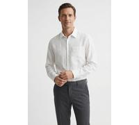 Leinenhemd CALVIN KLEIN "SOLID LINEN CLASSIC", Herren, Gr. XL, N-Gr, weiß (brilliant weiß), Web, Obermaterial: 55% Leinen, 45% Viskose, unifarben, regular fit normal, Rundhals, 2-Knopf-Manschette mit