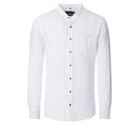 Leinenhemd CASAMODA "CASAMODA Leinenhemd uni", Herren, Gr. M, Normalgrößen, weiß, 100% Leinen, unifarben, lässig geschnitten, Hemden (23641520-M) weiß