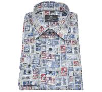 Leinenhemd - Casual Fit - sommerlicher Print - blau Casa Moda