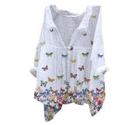 Leinenhemd Damen, Primeday, Leinenbluse Leinen Shirt Leinenhemd Langarm Tshirt V Ausschnitt Bluse Tunika Große Größen Oberteile Sommeroberteile Sommerblusen Leicht