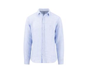 Leinenhemd FYNCH-HATTON, Herren, Gr. 4XL, N-Gr, new breeze, Web, Obermaterial: 100% Leinen, unifarben, regular fit normal, Manschette, Hemden, mit Logo Stickerei (15742645-4XL) new breeze