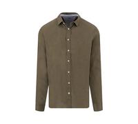 Leinenhemd FYNCH-HATTON, Herren, Gr. 4XL, N-Gr, schwarz khaki, Web, Obermaterial: 100% Leinen, unifarben, regular fit normal, Manschette, Hemden, mit Logo Stickerei (61772339-4XL) schwarz khaki