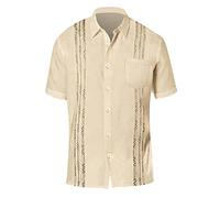 Leinenhemd Herren Kurzarm - Kurzarmhemd FüR Herren Hemd Button Down Regular Fit Freizeithemden Sommer Strand Leinen Shirt Herrenhemden Mit Brusttasche Bequem Freizeithemden Outdoor Hemd Oberteil