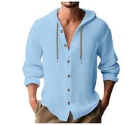 Leinenhemd Herren Langarm, Hemd Herren Langarm Sommer Hemd Regular Fit Freizeithemden Mode Lose Strand Hemden Urlaub Klassiker Freizeit Herrenhemd Atmungsaktiv Baggy Elegant Leinen Shirt Herren