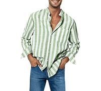 Leinenhemd Herren Langarm, Hemden Herren Langarm Freizeithemden Täglich Casual Regular Fit Sommerhemd Mit Button Urlaub Klassiker Freizeit Herrenhemd Atmungsaktiv Baggy Elegant Modische Herren Hemden