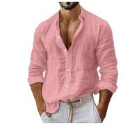 Leinenhemd Herren Langarm, Herren Hemden Sommer Hemd Regular Fit Freizeithemden Mode Lose Strand Hemden Urlaub Klassiker Freizeit Herrenhemd Atmungsaktiv Baggy Elegant Modische Herren Hemden