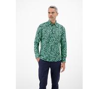 Leinenhemd LERROS "Langarmhemd mit floralem Print aus Mischgewebe", Herren, Gr. L, Normalgrößen, mint water, 55% Leinen, 45% Baumwolle, Hemden, Baumwoll-Leinen Mix, hautfreundlich, ideal für warme Tag