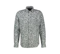 Leinenhemd LERROS "Langarmhemd mit floralem Print aus Mischgewebe", Herren, Gr. XXL, Normalgrößen, storm grau, 55% Leinen, 45% Baumwolle, Hemden, Baumwoll-Leinen Mix, hautfreundlich, ideal für warme T