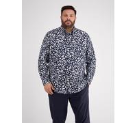 Leinenhemd LERROS "Langarmhemd mit floralem Print in großen Größen", Herren, Gr. 6XL, extraweit, classic navy, 55% Leinen, 45% Baumwolle, Hemden (91466047-6XL) classic navy