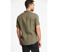 Leinenhemd LINDBERGH "Leinenhemd (Kurzarm) Modern Fit", Herren, Gr. S, Normalgrößen, grün (army mel), Obermaterial: 100% Leinen, Hemden (12735024-S) army mel