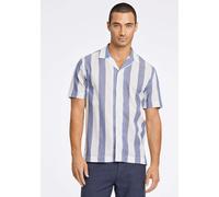 Lindbergh Relaxed Fit Leinenhemd dunkelblau, Gestreift