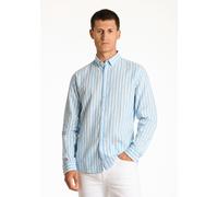 Leinenhemd LINDBERGH "Leinenhemd Relaxed Fit", Herren, Gr. M, Normalgrößen, blau, Obermaterial: 55% Leinen, 45% Baumwolle, Hemden (23624129-M) blau