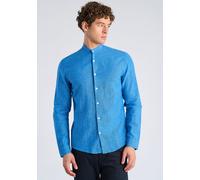 Leinenhemd LINDBERGH "Leinenhemd Slim Fit", Herren, Gr. M, Normalgrößen, clear blau, Obermaterial: 55% Leinen, 45% Baumwolle, Hemden (69127547-M) clear blau