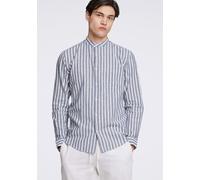 Leinenhemd LINDBERGH "Leinenhemd Slim Fit", Herren, Gr. XXL, Normalgrößen, blau (dk blau), Obermaterial: 55% Leinen, 45% Baumwolle, Hemden (84422056-XXL) dk blau