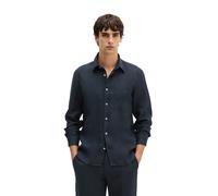Leinenhemd MARC O'POLO, Herren, Gr. L, N-Gr, schwarz (schwarz navy), Web, Obermaterial: 100% Leinen, Manschette, Hemden, im klassisch cleanen Look (18454015-L) schwarz navy