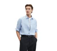 Leinenhemd MARC O'POLO, Herren, Gr. S, N-Gr, dusted blau, Web, Obermaterial: 100% Leinen, Manschette, Hemden Leinenhemd, im klassisch cleanen Look (14853114-S)