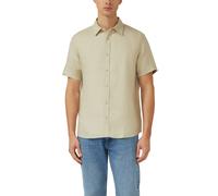 Leinenhemd S.OLIVER, Herren, Gr. M, N-Gr, bone beige, Web, Obermaterial: 100% Leinen, unifarben, regular fit hüftbedeckend, Rundhals, abgesteppte Kante, Hemden, Kurzarm mit Knopfleiste (21044717-M) bo