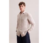 Leinenhemd SEIDENSTICKER "Schwarze Rose", Herren, Gr. L (41), normale Ärmellängen, beige, 100% Leinen, unifarben, slim fit, 2-Knopf-Manschette, Hemden, Slim 1/1 Kentkragen Uni (85369836-41) beige