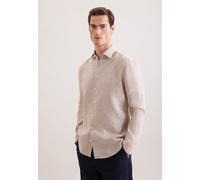 Leinenhemd SEIDENSTICKER "Schwarze Rose", Herren, Gr. L (41), normale Ärmellängen, beige, 100% Leinen, unifarben, regular fit, 2-Knopf-Manschette, Hemden, Regular 1/1 Kentkragen Uni (46033636-41) beig