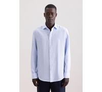 Leinenhemd SEIDENSTICKER "Schwarze Rose", Herren, Gr. L (42), normale Ärmellängen, hellblau, 100% Leinen, gestreift, slim fit, 2-Knopf-Manschette, Hemden, Slim 1/1 Kentkragen Gestreift (64444109-42) h