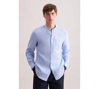 Leinenhemd SEIDENSTICKER "Schwarze Rose", Herren, Gr. L (42), normale Ärmellängen, hellblau, 100% Leinen, unifarben, slim fit, 2-Knopf-Manschette, Hemden, Slim 1/1 Stehkragen Uni (10591956-42) hellbla