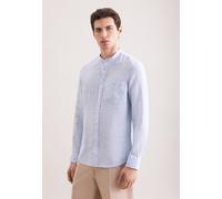 Leinenhemd SEIDENSTICKER "Schwarze Rose", Herren, Gr. M (40), normale Ärmellängen, hellblau, 100% Leinen, gestreift, slim fit, 2-Knopf-Manschette, Hemden, Slim 1/1 Stehkragen Gestreift (68069629-40) h
