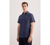 Leinenhemd SEIDENSTICKER "Schwarze Rose", Herren, Gr. XL (43), normale Ärmellängen, mittelblau, 100% Leinen, unifarben, slim fit, Hemden, Slim 1/2 Kentkragen Uni (42057214-43) mittelblau