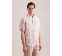 Leinenhemd SEIDENSTICKER "Schwarze Rose", Herren, Gr. XXL (45), normale Ärmellängen, beige, 100% Leinen, bedruckt, regular fit, Hemden, Regular 1/2 Kentkragen Druck (55671353-45) beige