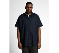 Leinenhemd TOM TAILOR PLUS, Herren, Gr. 4XL, N-Gr, sky captain blau, Web, Obermaterial: 55% Leinen, 45% Baumwolle, unifarben mit Farbeinsatz, weit hüftbedeckend, Rundhals, Hemden, aus Leinen - Große G