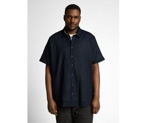 Leinenhemd TOM TAILOR PLUS, Herren, Gr. 4XL, N-Gr, sky captain blau, Web, Obermaterial: 55% Leinen, 45% Baumwolle, unifarben mit Farbeinsatz, weit hüftbedeckend, Rundhals, Hemden, aus Leinen - Große G