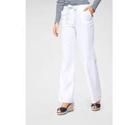 Leinenhose ANISTON CASUAL, Damen, Gr. 42, N-Gr, weiß, Web, Obermaterial: 55% Leinen, 45% Viskose, Leinenoptik, unifarben, Basic, figurumspielend lang, Hosen Leinenhose, mit Bindeband, Topseller (89605