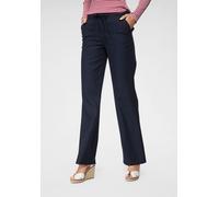 Leinenhose ANISTON CASUAL, Damen, Gr. 46, N-Gr, blau (marine), Web, Obermaterial: 55% Leinen, 45% Viskose, Leinenoptik, unifarben, Basic, figurumspielend lang, Hosen Leinenhose, mit Bindeband, Topsell
