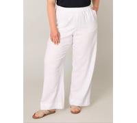 Leinenhose BASE LEVEL CURVY "Yula", Damen, Gr. 58/60, N-Gr, weiß (natural weiß), Web, Obermaterial: 55% Leinen, 45% Viskose, unifarben, loose fit lang, Hosen Leinenhose, Sommerhose, Leinen-Viskose-Mix