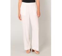 Leinenhose BASE LEVEL "Yul", Damen, Gr. 46, N-Gr, weiß (natural weiß), Web, Obermaterial: 55% Leinen, 45% Viskose, unifarben, lässig geschnitten lang, Hosen, Sommerhose mit elastischem Bund (35497563-