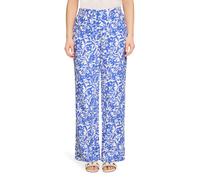 Leinenhose BETTY BARCLAY "Damen mit elastischem Bund", Damen, Gr. 40, Normalgrößen, weiß, blau, Leinenmischung, Obermaterial: 55% Leinen, 45% Viskose, relaxed fit lang, Hosen (13499746-40) weiß, blau